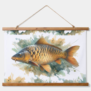 Tapiz Con Marco De Madera Serie Acuarela: Carpa