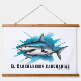 Tapiz Con Marco De Madera Serie Acuarela: Tiburón