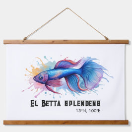 Tapiz Con Marco De Madera Serie de Acuarela: Pez Betta