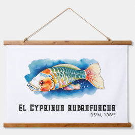Tapiz Con Marco De Madera Serie de Acuarela: Pez Koi