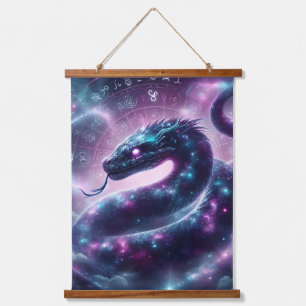 Tapiz Con Marco De Madera Serpiente Cósmica Zodíaco Galaxia Astrología