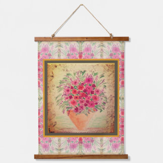 Tapiz Con Marco De Madera Shabby Chic Rosa Floral 