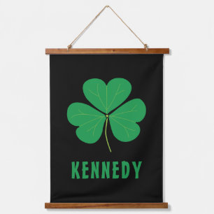 Tapiz Con Marco De Madera Shamrock Green Clover Irlanda Celtic Irish Name