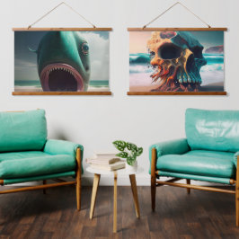 Tapiz Con Marco De Madera Shark sculpture on the beach