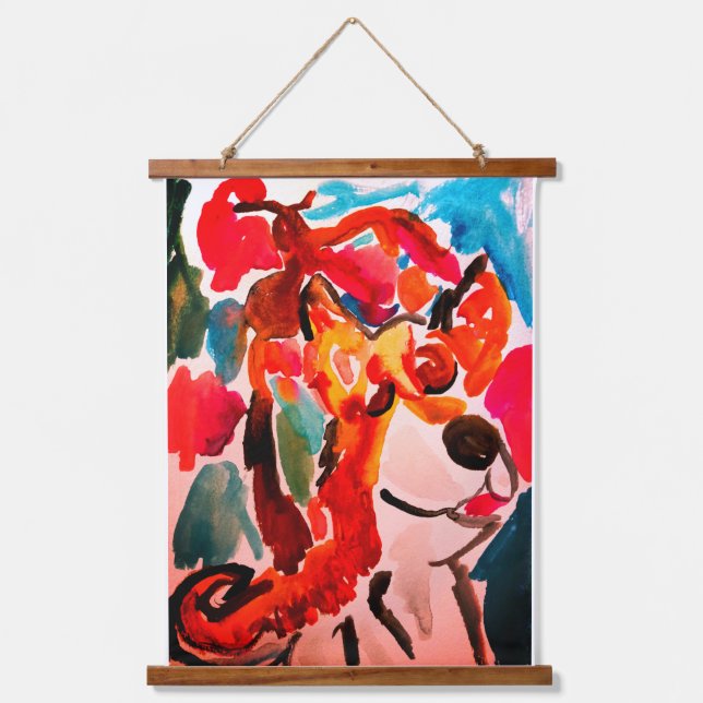 Tapiz Con Marco De Madera Shiba Inu cherry Japen blossom  (Anverso)