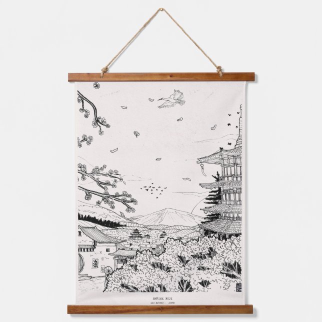 Tapiz Con Marco De Madera Shrine Shinto Fuji Edo Periodo Japón Inspire Shogu (Anverso)