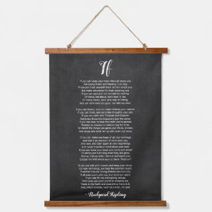 Tapiz Con Marco De Madera Si poema de Rudyard Kipling Black and White