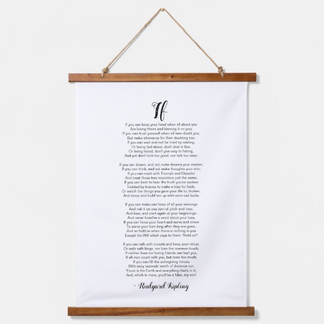 Tapiz Con Marco De Madera Si poema de Rudyard Kipling Hanging Tapestry (Anverso)