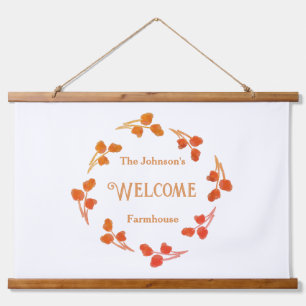 Tapiz Con Marco De Madera Signo de bienvenida de nombre familiar de granja