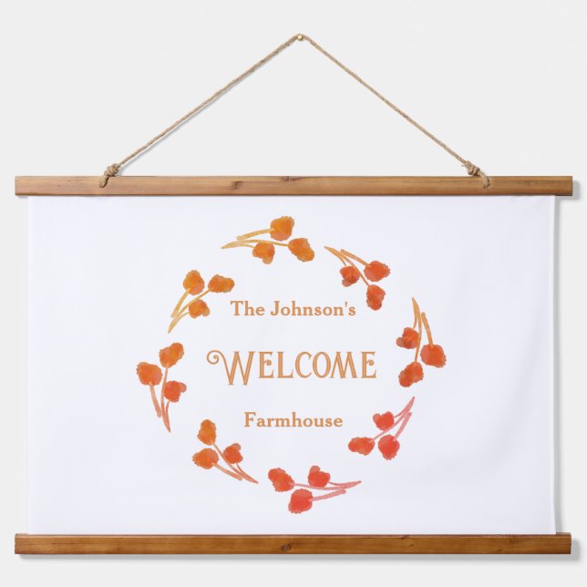 Tapiz Con Marco De Madera Signo de bienvenida de nombre familiar de granja (Anverso )