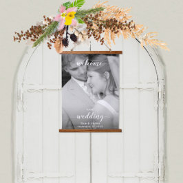 Tapiz Con Marco De Madera Signo de bienvenida de su Boda fotográfico