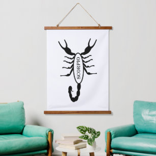 Tapiz Con Marco De Madera Signo de estrella de escorpión negro de Scorpion