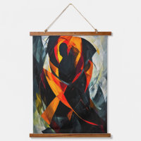 Silueta abstracta en arte rojo y negro ardiente