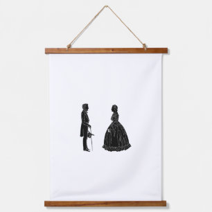 Tapiz Con Marco De Madera silueta de abraham lincoln mary todd lincoln