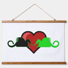 Tapiz Con Marco De Madera Silueta Dragón Amor 
