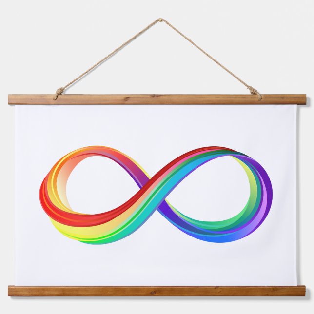 Tapiz Con Marco De Madera Símbolo infinito arcoiris en capas (Anverso )