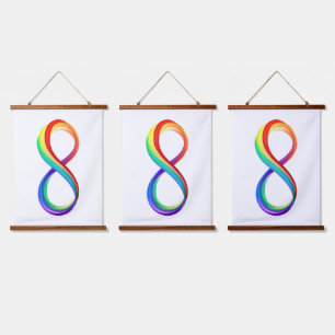 Tapiz Con Marco De Madera Símbolo infinito arcoiris en capas