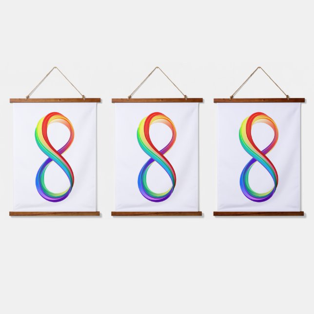 Tapiz Con Marco De Madera Símbolo infinito arcoiris en capas (Triple)