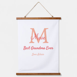 Tapiz Con Marco De Madera simple mínimo mejor Abuela nunca texto de monogram