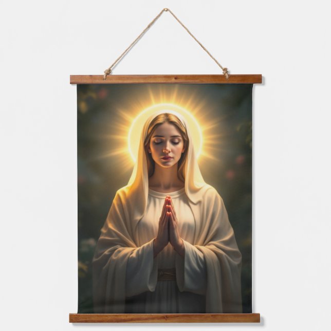 Tapiz Con Marco De Madera Sinceridad espumosa: Oración Virgin Mary (Anverso)
