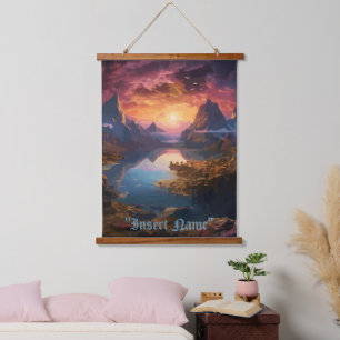Tapiz Con Marco De Madera Sinfonía de montaña: Una mezcla armoniosa de color