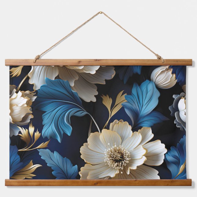 Tapiz Con Marco De Madera Sinfonía Starlit Sapphire Botanica (Anverso )