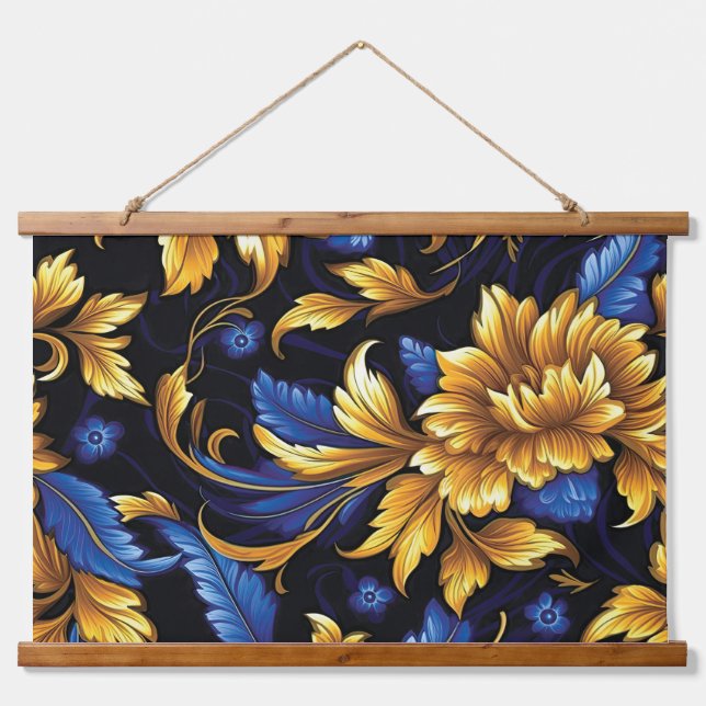 Tapiz Con Marco De Madera Sinfonía Starlit Sapphire Botanica (Anverso )