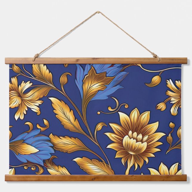 Tapiz Con Marco De Madera Sinfonía Starlit Sapphire Botanica (Anverso )