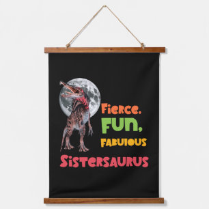 Tapiz Con Marco De Madera Sistersaurus Squad de Diseño de Dinos Hermanas Coi