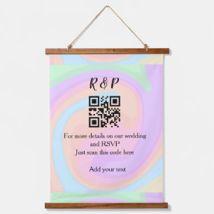 Tapiz Con Marco De Madera sitio web de boda rsvp q r código agregar nombre t