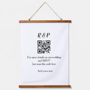 Tapiz Con Marco De Madera sitio web de boda rsvp q r código agregar nombre t