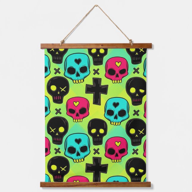 Tapiz Con Marco De Madera Skull Pattern (Anverso)