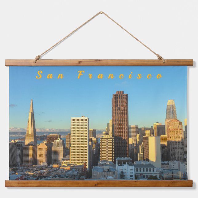 Tapiz Con Marco De Madera Skyline de San Francisco (Anverso )