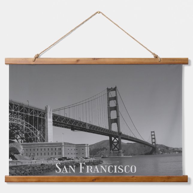 Tapiz Con Marco De Madera Skyline de San Francisco | Puente Gloden Gate (Anverso )