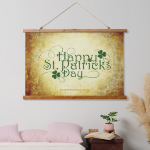 Tapiz Con Marco De Madera SlipperyJoe's Happy St. Patrick's Day 3-leaf c