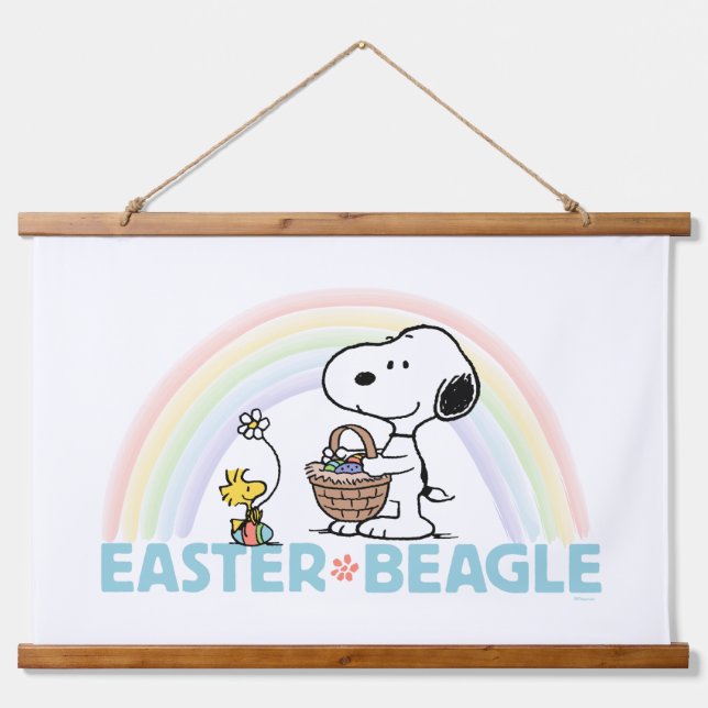 Tapiz Con Marco De Madera Snoopy & Woodstock - Beagle de Pascua (Anverso )