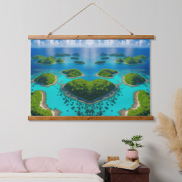 Tapiz Con Marco De Madera "Sobre las islas: Escape aéreo del océano