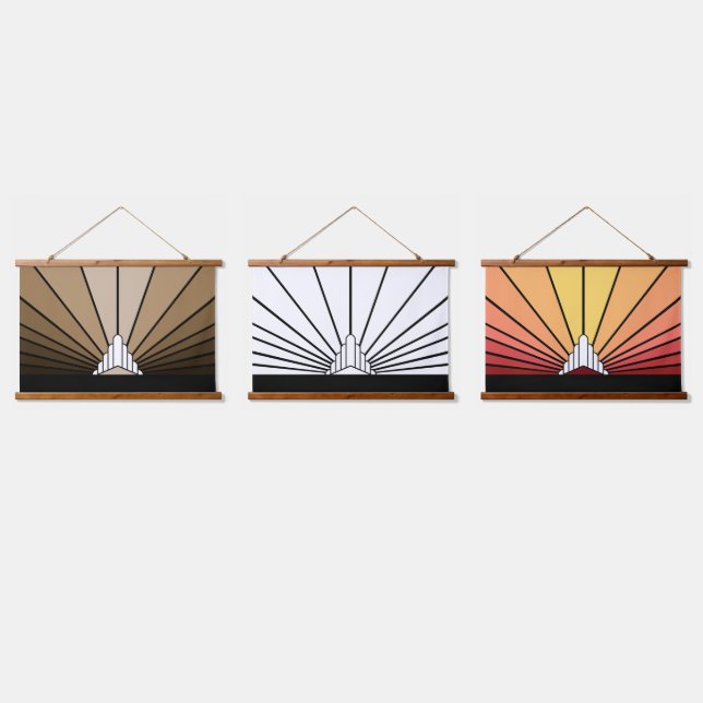 Tapiz Con Marco De Madera Sol Art deco (Triple)