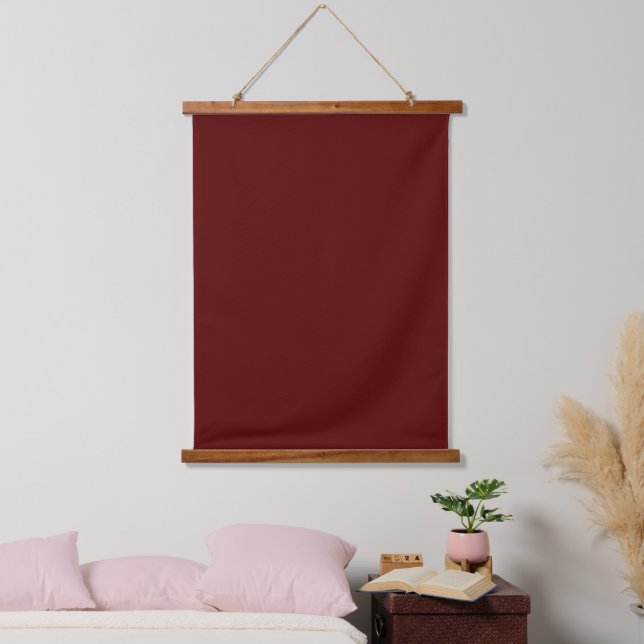 Tapiz Con Marco De Madera Solid Maroon 26"x36" Vertical (Dormitorio)