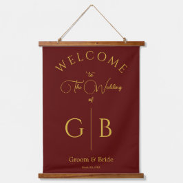 Tapiz Con Marco De Madera Solid Maroon Wedding Reception Entrance