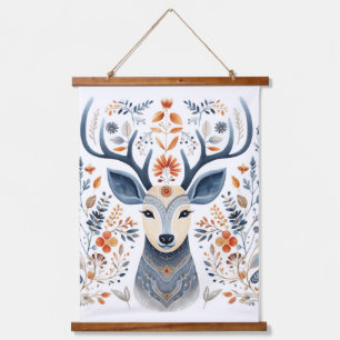 Tapiz Con Marco De Madera Solsticio de invierno Stag Yuletide