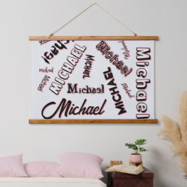 Tapiz Con Marco De Madera Sombra de color de rosa monograma de patrón de nom