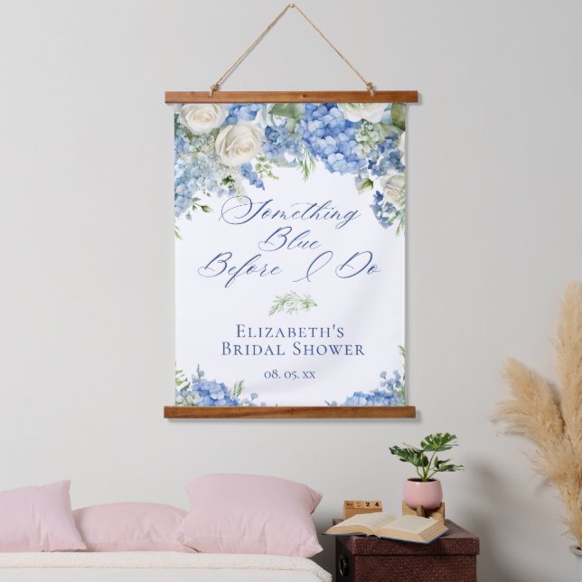 Tapiz Con Marco De Madera Something Blue Hydrangea Bridal Shower Backdrop (Dormitorio)