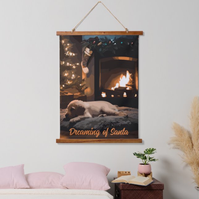 Tapiz Con Marco De Madera Soñando con Santa (Dormitorio)