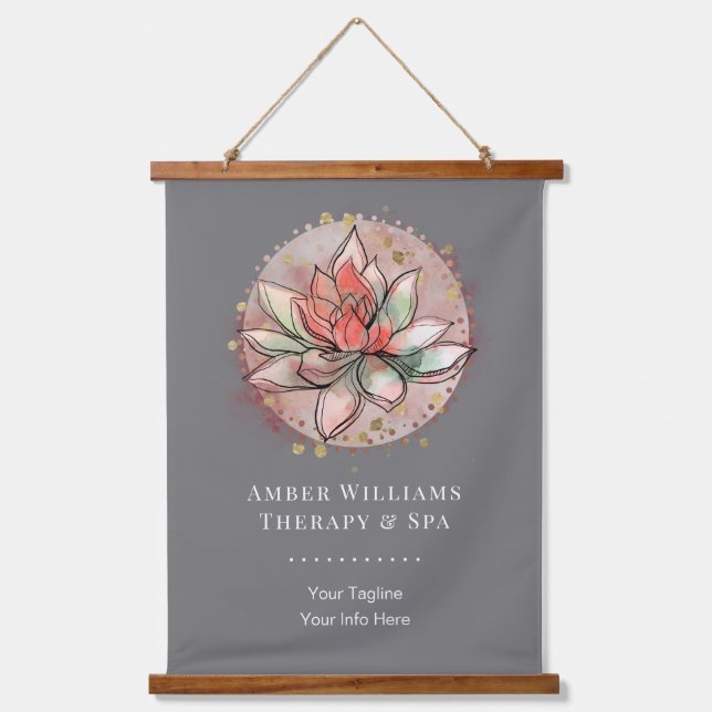 Tapiz Con Marco De Madera Spa Terapéutico Salón de la Clínica de Yoga Curati (Anverso)