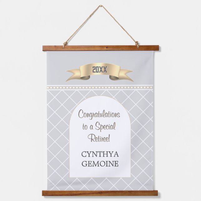 Tapiz Con Marco De Madera Special! Personalized BIG retirement  Hanging Tape (Anverso)