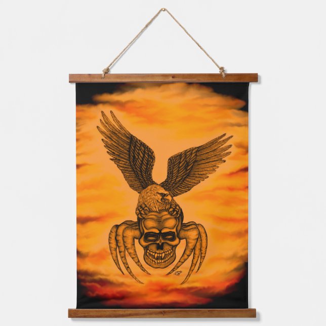 Tapiz Con Marco De Madera Spiderskull con águila (Anverso)