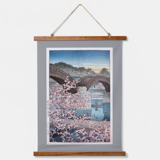 Tapiz Con Marco De Madera Spring at Kintai Bridge, Hasui Kawase