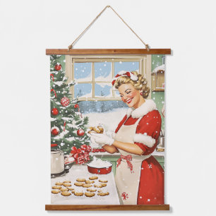 Tapiz Con Marco De Madera Sra. Claus Holiday Baking Delight