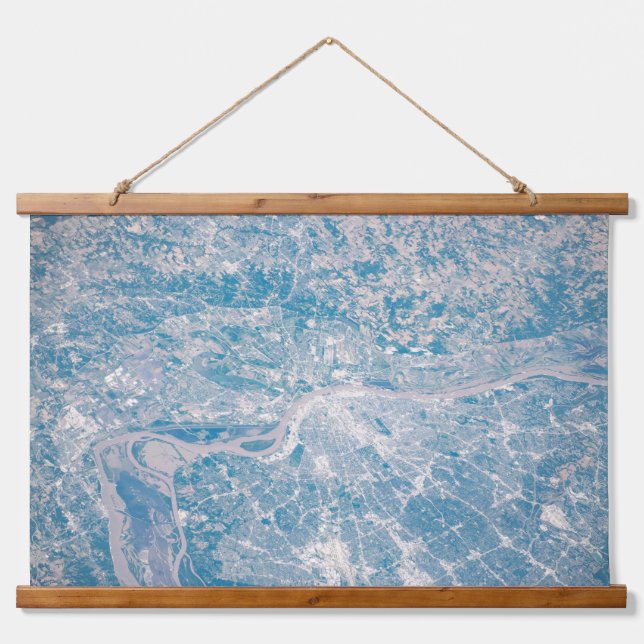 Tapiz Con Marco De Madera St. Louis, Missouri A Lo Largo Del Río Misisipi. (Anverso )